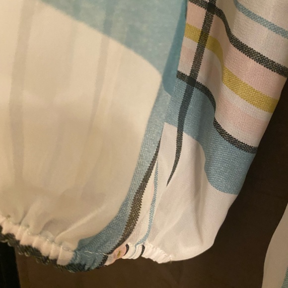 Boho Sheer Plaid Plus Size Top - Picture 10 of 12